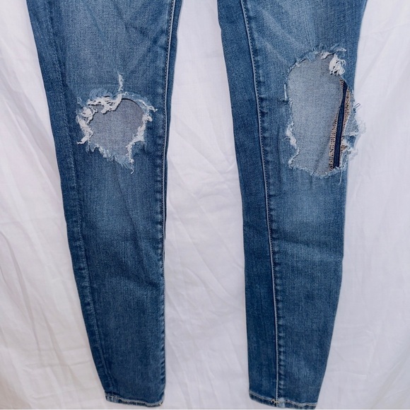 American Eagle Next Level Stretch Distressed Button Front hi Rise Jegging Jean - Picture 4 of 7